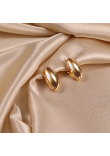 Çelik Kadın Küpe, Dolgulu Oval, Gold Renk, No:208 fiyatları