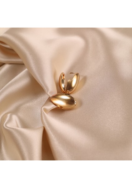 Çelik Kadın Küpe, Dolgulu Oval, Gold Renk, No:208 modelleri