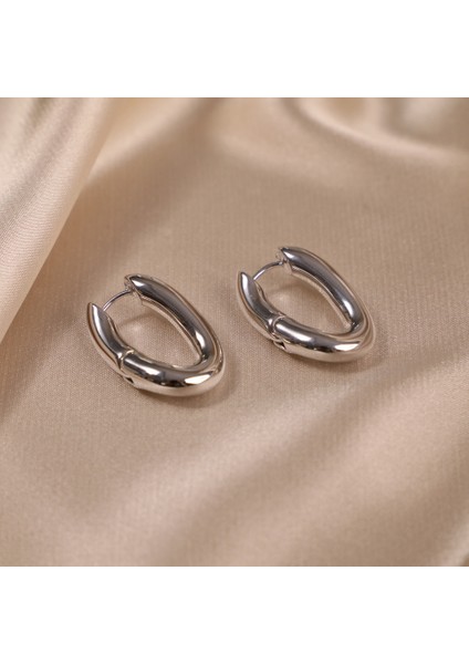 Çelik Kadın Küpe, Kıvrımlı Oval, Gümüş Renk, No:207 fiyatları