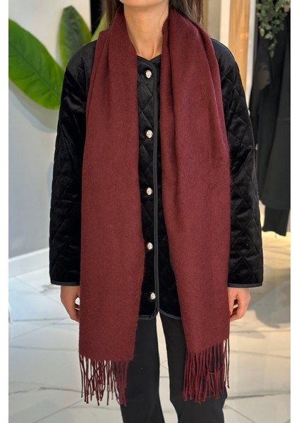 Püsküllü Buklet Atkı Şal 45X200 cm 1285 Bordo fiyatları