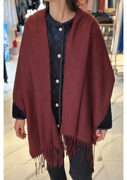 Püsküllü Buklet Atkı Şal 45X200 cm 1285 Bordo modelleri