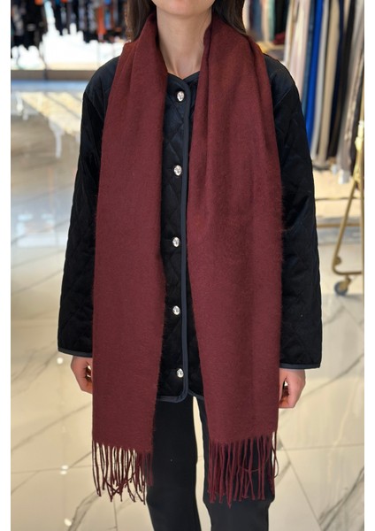 Püsküllü Buklet Atkı Şal 45X200 cm 1285 Bordo fırsatları