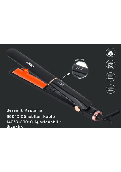 SHD-1710 Isı Ayarlı Dijital Saç Düzleştirici Maşa Siyah