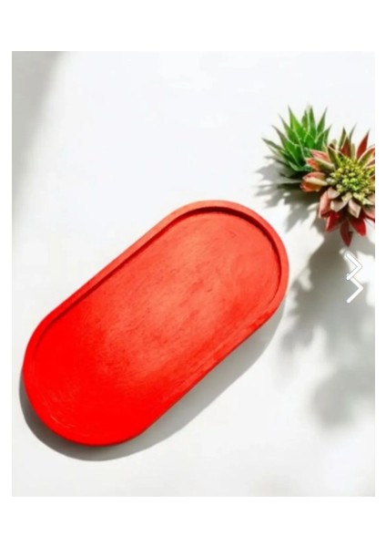 Hediyelik Oval Kırmızı Tabak – Takı Tabağı ve Mum Tabağı Dekoratif Hediyelik