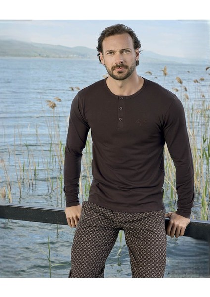 3429 Erkek Modal Patlı Uzun Kollu Pijama Takımı
