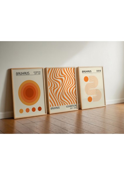 Bauhaus 3'lü Çerçevesiz Poster, Modern Dekoratif Çerçevesiz Poster, Tablo