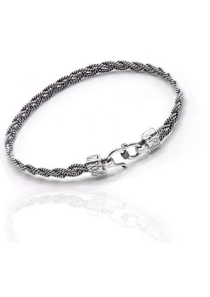 Yöresel Zarif Örgü Model 925 Ayar Saf Gümüş Kadın Hasır Bilezik 201023481