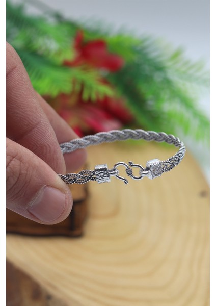 Yöresel Zarif Örgü Model 925 Ayar Saf Gümüş Kadın Hasır Bilezik 201023481 modelleri