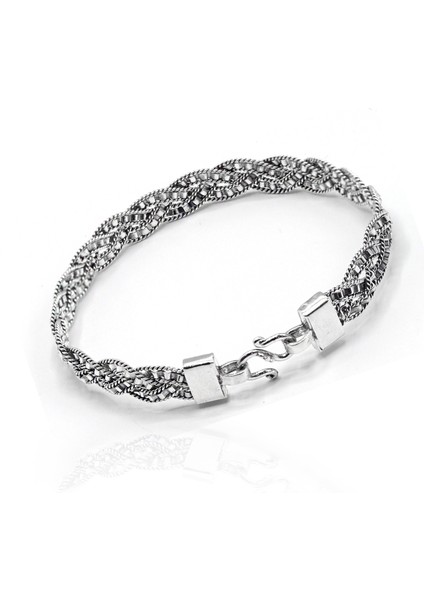 Yöresel Örgü Model 925 Ayar Saf Gümüş Kadın Hasır Bilezik 201023479