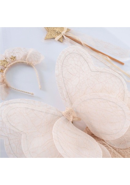 Etek /taç / Asa /3d Kelebek / Kanatlı Taşlı Yıldız Asa Set (Ekru) 5-6-7-8 Yaş fiyatları