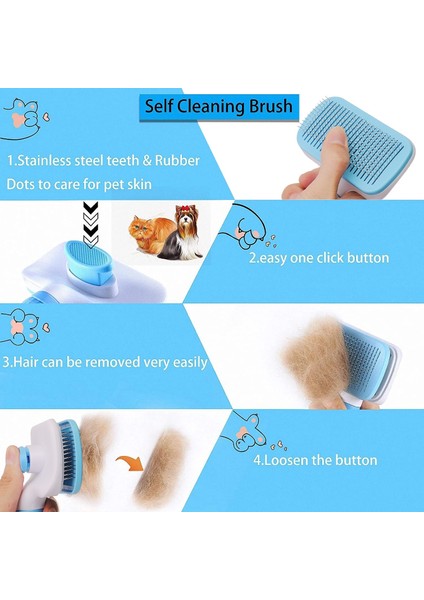 Köpek Tüy Alma Tarak Kedi Köpek Tüy Bakım ve Bakım Fırçası Uzun Tüylü Köpek Evcil Hayvan Tüylerini Temizler Temizlik Banyo Fırçası Köpeksarf Malzemeleri (Yurt Dışından) fiyatları