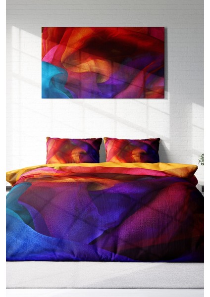 Çift Kişilik ( Lastikli Çarşaflı ) %100 Pamuk Saten Nevresim Takımı Paint