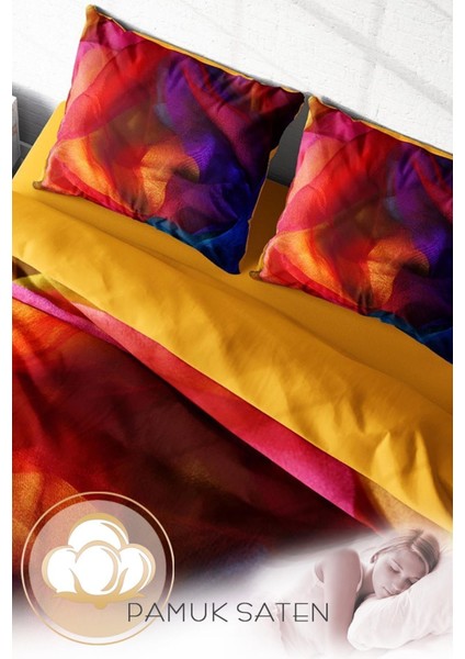 Çift Kişilik ( Lastikli Çarşaflı ) %100 Pamuk Saten Nevresim Takımı Paint fırsatları