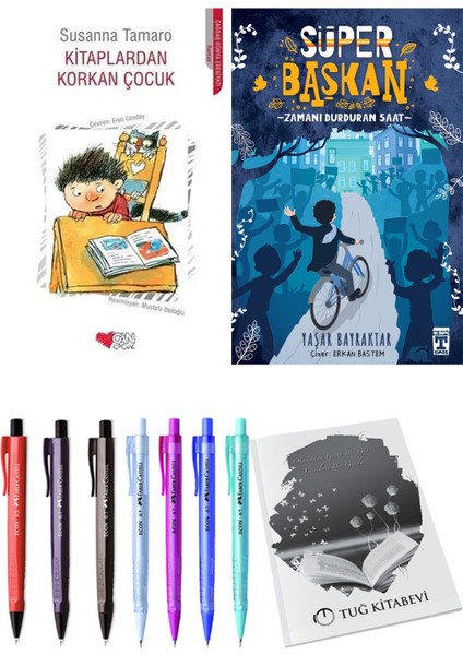 Süper Başkan Zamanı Durduran Saat ve Kitaplardan Korkan Çocuk 2li Set