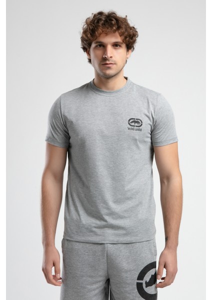 ECKO UNLTD Corınth Gri Bisiklet Yaka Baskılı Standard Fit Erkek Tshirt