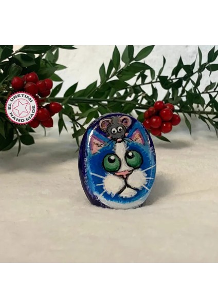 Taş Kedi Fare Oyunu Temalı Dekoratif Obje - 4 x 6 cm