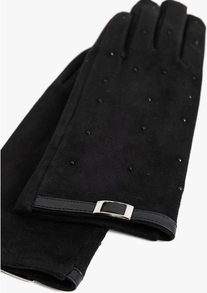 Süet Görünümlü Eldiven Boncuklu Kemer Detaylı modelleri