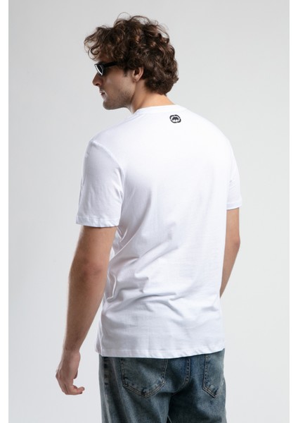 ECKO UNLTD Corınth Beyaz Bisiklet Yaka Baskılı Standard Fit Erkek Tshirt
