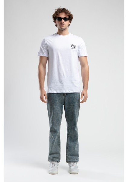 ECKO UNLTD Corınth Beyaz Bisiklet Yaka Baskılı Standard Fit Erkek Tshirt