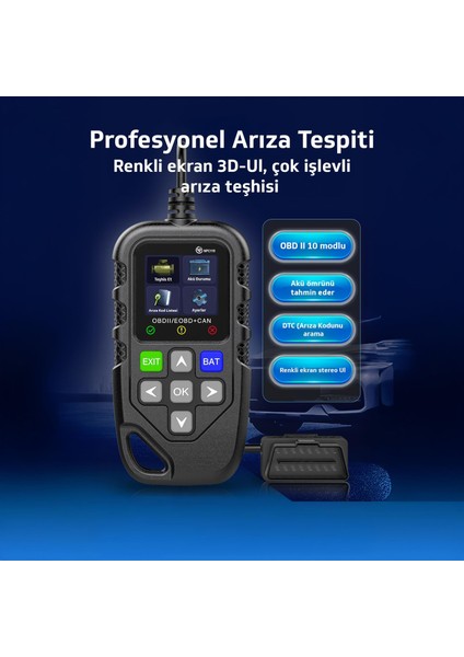 NPC119 1.8" Renkli Türkçe Ekran OBDII/EOBD+CAN Modlu Otomatik Araç Arıza Tespit/Silme Cihazı fiyatları