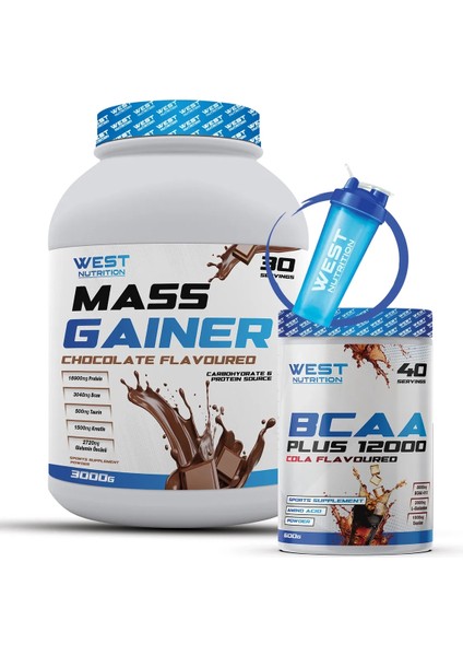 West Nutrition Mass Gainer 3000 gr - Bcaa Plus 600 gr Paketi