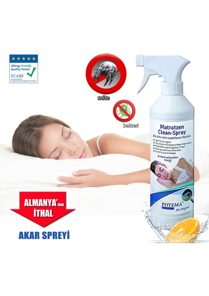 Anti Mite Ev Tozu Akar larına Özel Yatak Temizleme Hijyen Sprey 330 ml