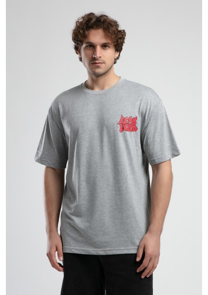 ECKO UNLTD Bryant Gri Bisiklet Yaka Baskılı Oversize Erkek Tshirt