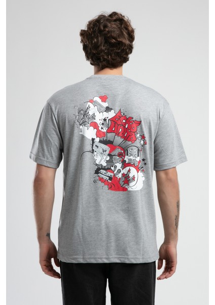 ECKO UNLTD Bryant Gri Bisiklet Yaka Baskılı Oversize Erkek Tshirt