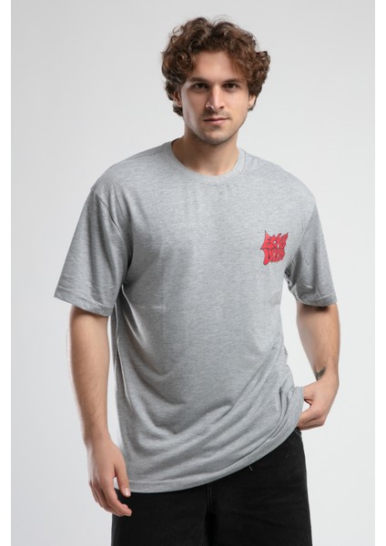 ECKO UNLTD Bryant Gri Bisiklet Yaka Baskılı Oversize Erkek Tshirt