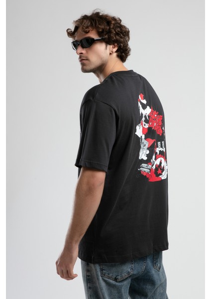 Bryant Antrasit Bisiklet Yaka Oversize Erkek Tshirt
