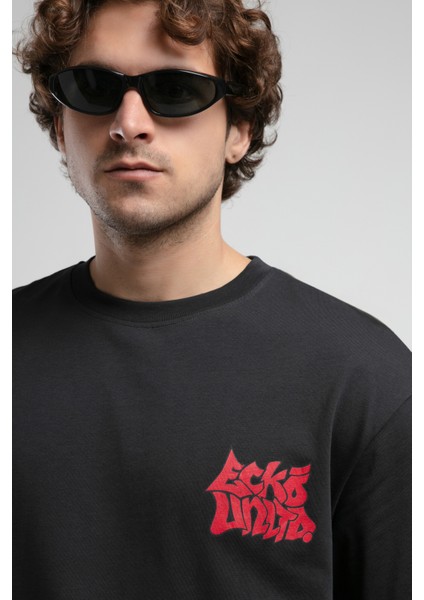 Bryant Antrasit Bisiklet Yaka Oversize Erkek Tshirt