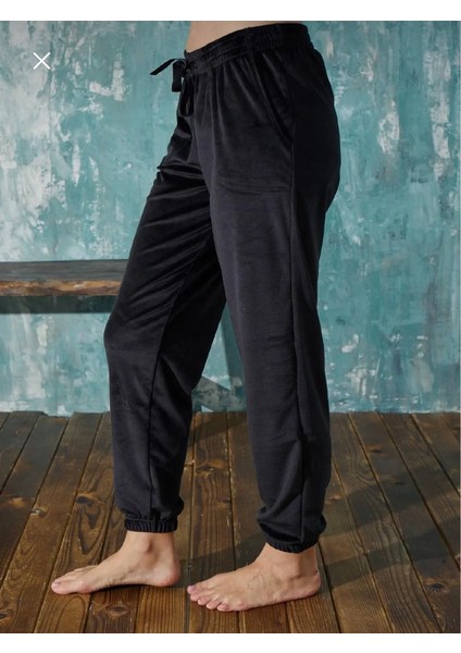 Lacivert Kadın Fransız Kadife Yumuşak Bilek Manşetli/lastikli Cepli Pijama Eşofman Tek Alt fiyatları