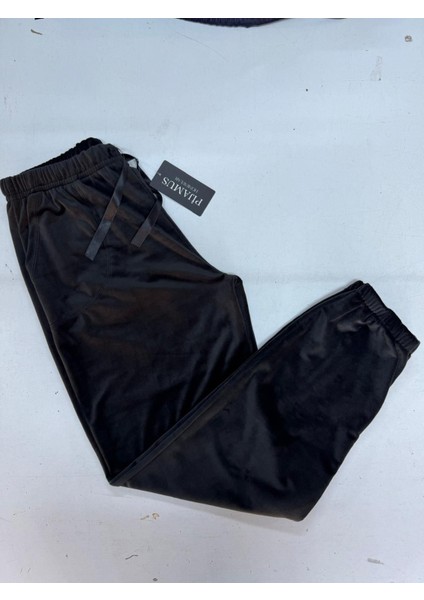 Lacivert Kadın Fransız Kadife Yumuşak Bilek Manşetli/lastikli Cepli Pijama Eşofman Tek Alt modelleri