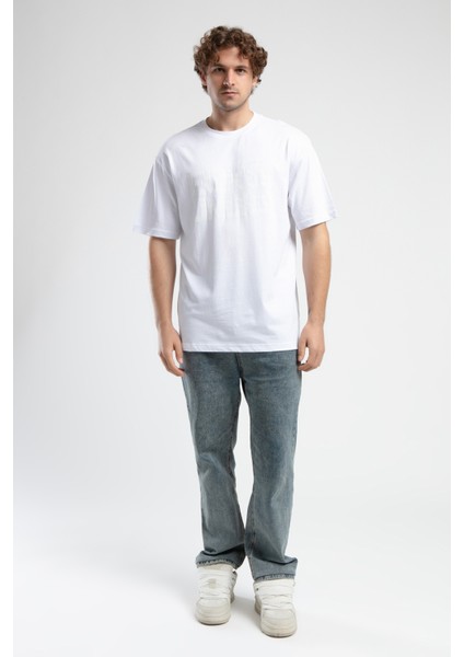 ECKO UNLTD Astorıa Beyaz Bisiklet Yaka Baskılı Oversize Erkek Tshirt