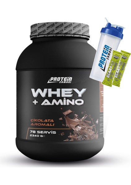 Whey Protein Tozu + Amino 2340 gr 78 Servis Aroma Seçenekli