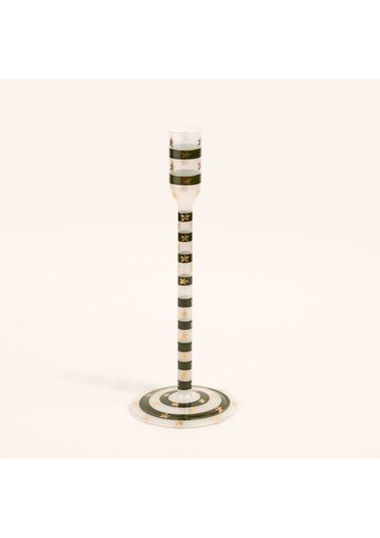 Aravalı Cam Şamdan 9 x 9 x 25 cm Yeşil