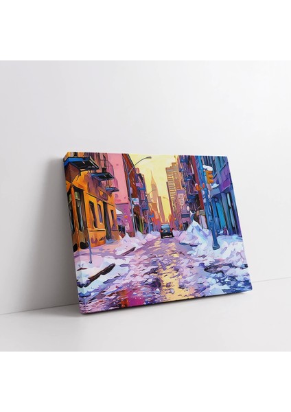 Renklerle Kaplı Kış Gecesi Kanvas Tablo fiyatları