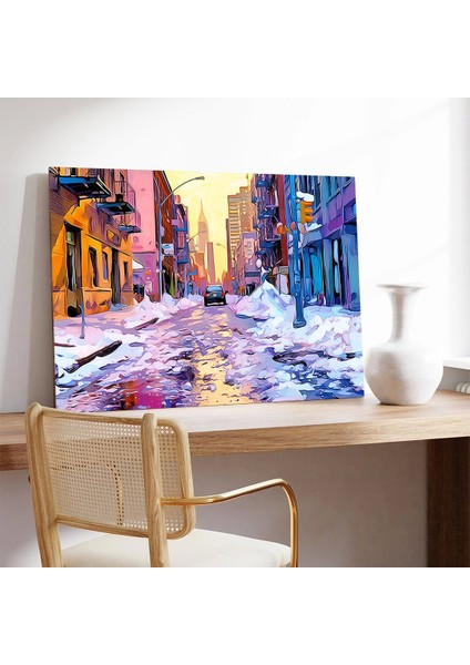 Renklerle Kaplı Kış Gecesi Kanvas Tablo modelleri
