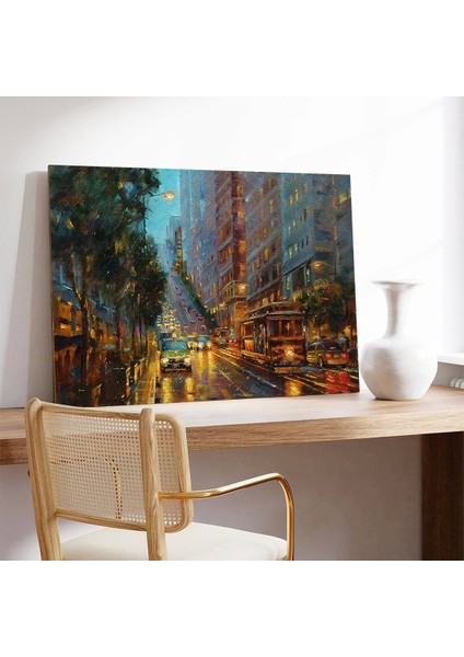 Günbatımında Şehir Kalabalığı Kanvas Tablo modelleri