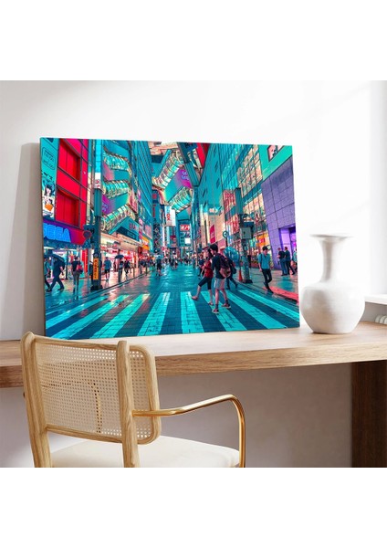Neon Şehir Yaşamı Kanvas Tablo modelleri