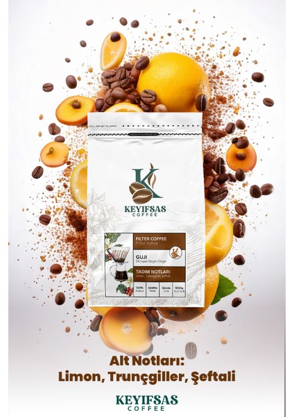 Etiyopya Guji Filtre Kahve 1 kg Çekirdek Veya Öğütülmüş