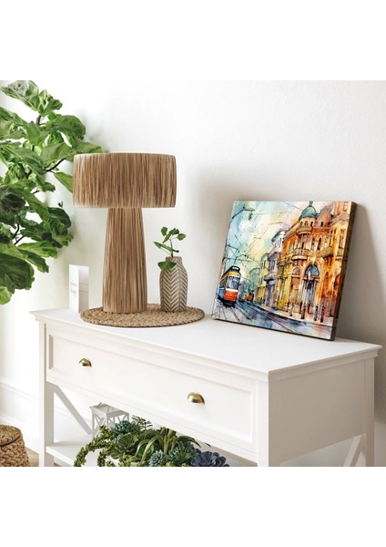 Yağmurlu Şehir Tramvayı Kanvas Tablo fiyatları