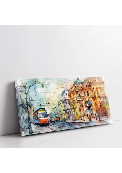 Yağmurlu Şehir Tramvayı Kanvas Tablo modelleri