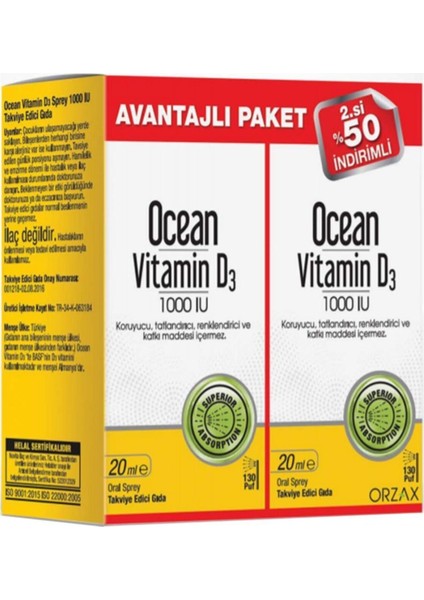 Ocean Vitamin D3 1000 Iu 20 ml Sprey