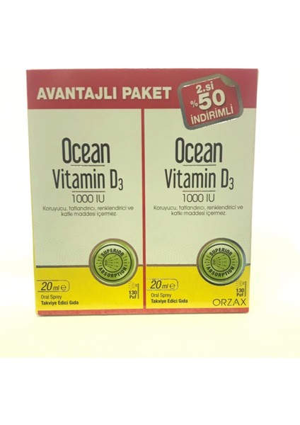 Ocean Vitamin D3 1000 Iu 20 ml Sprey