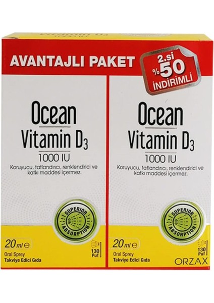 Ocean Vitamin D3 1000 Iu 20 ml Sprey