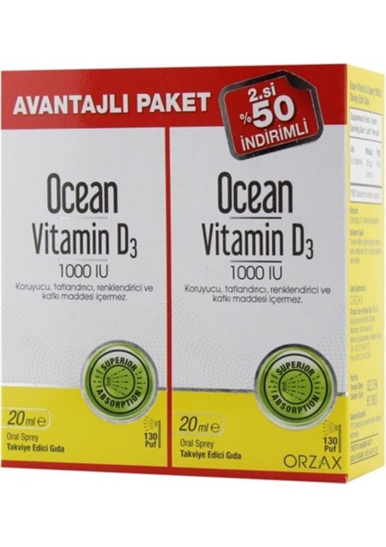 Ocean Vitamin D3 1000 Iu 20 ml Sprey