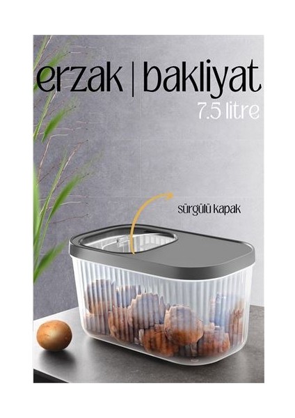 Multibox Erzak Bakliyat Kutusu Sürgülü Kapak 7.5 Litre