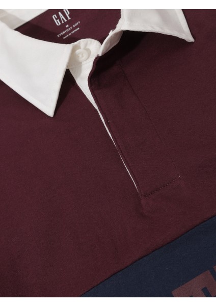 Erkek Bordo Gap Logo Polo Yaka Colorblock T-Shirt