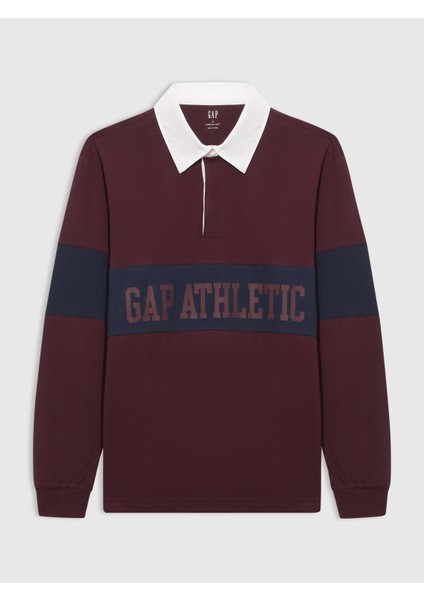Erkek Bordo Gap Logo Polo Yaka Colorblock T-Shirt